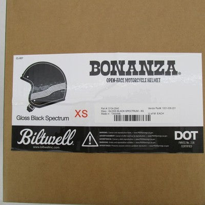 Biltwell NIB Bonanza DOT Helmet XS Gloss Black Spectrum 1001-536-201 |