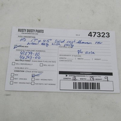 Harley OEM NOS Softail Deuce 17x4.5" Rear Wheel w/ Pulley & Rotor 4107