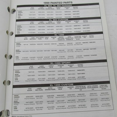 Harley Davidson Official Factory 1989-1999 Painted Catalog Manual Book