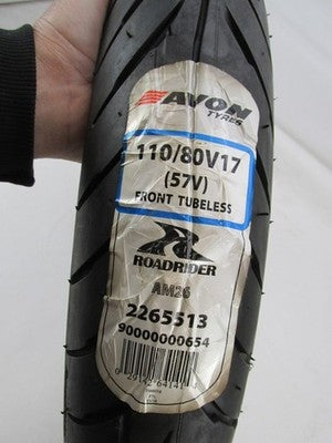 Avon 110/80 V17 (57V) RoadRider AM26 Front Tubeless Motorcycle Tire 22