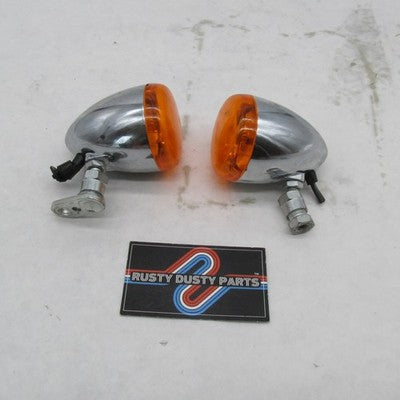 Pair of Harley Davidson OEM Chrome Amber Bullet Turn Signals 68972-00