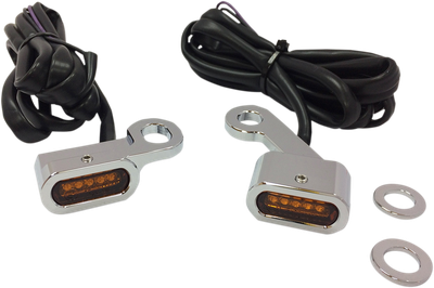 Drag Specialties LED Handlebar Marker Lights Chrome/Amber/Amber 2040-2136