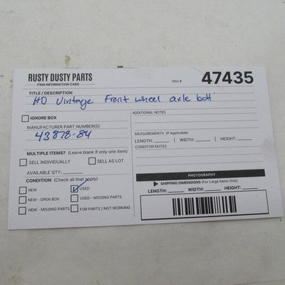 Harley Davidson OEM Vintage 84-87 Sportster XL Front Wheel Axle Bolt 4