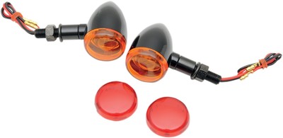 Drag Specialties Gloss Black Mini Deuce Marker Lights Amber/Red Stud M