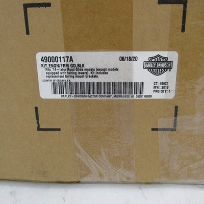 Harley OEM NIB 15-23 Road Glide Gloss Black Chopped Engine Guard Kit 4