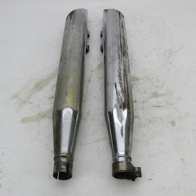 Pair of Python 95-16 Harley Touring Chrome Scallop Slash-Cut Slip-On M