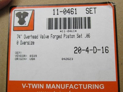V-Twin NOS Harley 74" Overhead Valve Forged Piston Set .060 Oversize 1