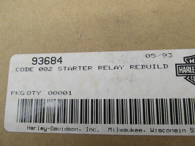Harley-Davidson Genuine NOS Recall Kit Code 082 Starter Relay Rebuild 93684