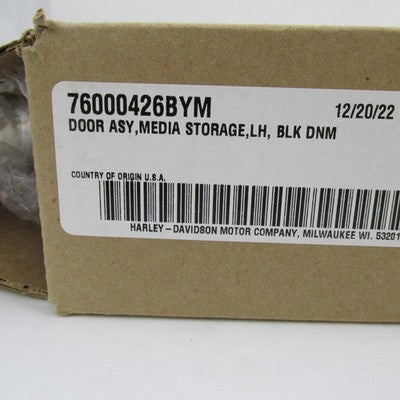 Harley-Davidson OEM NOS LH Media Storage Door Asy, Black Denim 7600042