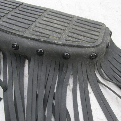 Harley OEM Gloss Black Rider D Footboards w/ Studded Leather Fringe 51