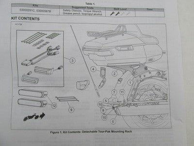 Harley-Davidson OEM *INCOMPLETE* Detachable Tour Pak Luggage Kit 53000