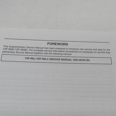 Yamaha YZF-R6M, YZF-R6MC Supplemental Service Manual LIT-11616-13-43