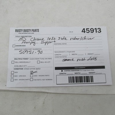 Harley Davidson OEM 91-03 Sportster XL Left Footrest Support Chrome 50