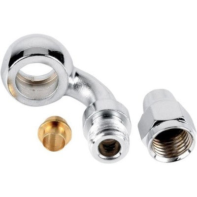 Drag Specialties Universal Chrome 35deg. Banjo Fitting 3/8in./10mm 174