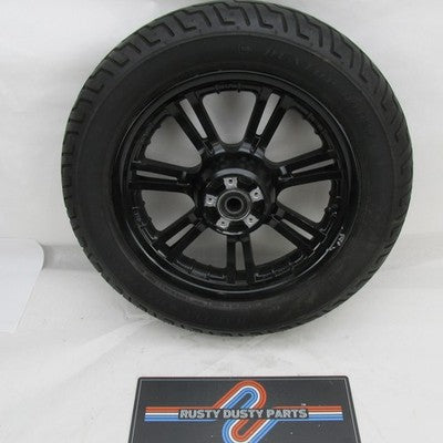 Harley-Davidson OEM Black 7-Spoke Dual Disc Front Wheel w/ Dunlop D402