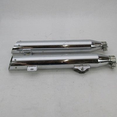 Pair Harley OEM Stock Chrome Front Lower Mufflers 08-17 Dyna 64987-08A