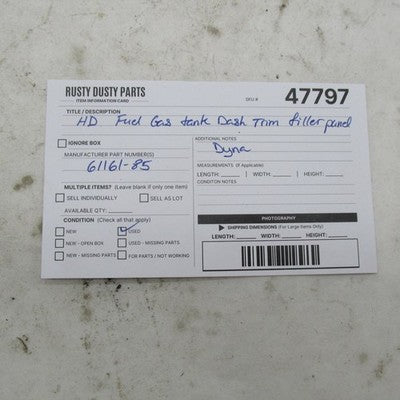 Harley Davidson OEM Fuel Gas Tank Dash Trim Filler Panel 85-86 Dyna 61