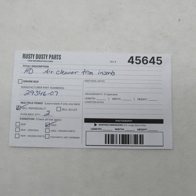 Harley Davidson OEM Sportster 1200 Custom Air Cleaner Cover Trim Inser