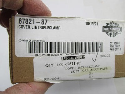 Harley Davidson Genuine NOS Left Hand Triple Clamp Cover 67821-87