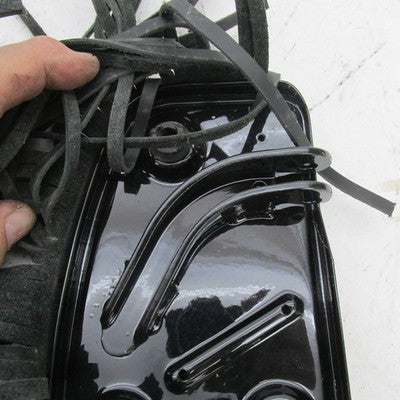 Harley OEM Gloss Black Rider D Footboards w/ Studded Leather Fringe 51