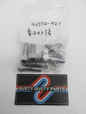 LOT of 9 Harley NOS 3/8"-24 x 1-1/4" Socket Head Screws, Chrome 94370-