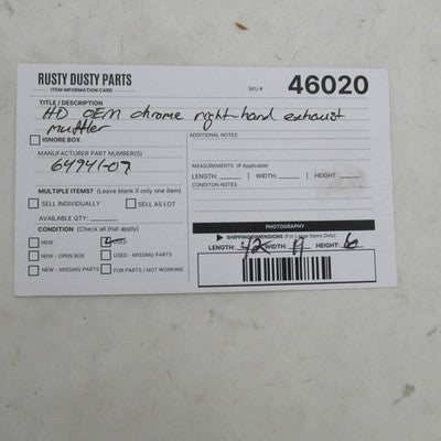 Harley OEM 07-09 Dyna Rear Exhaust Header w/ Muffler Chrome 64941-07 6