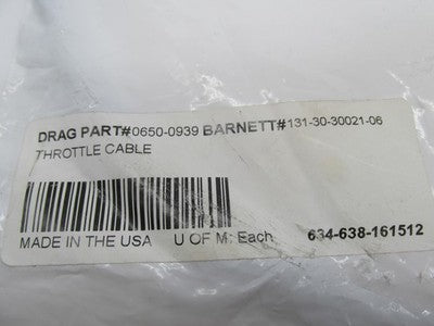 Barnett NOS Stealth 0650-0939 Harley Extended 6" Throttle Cable 131-30