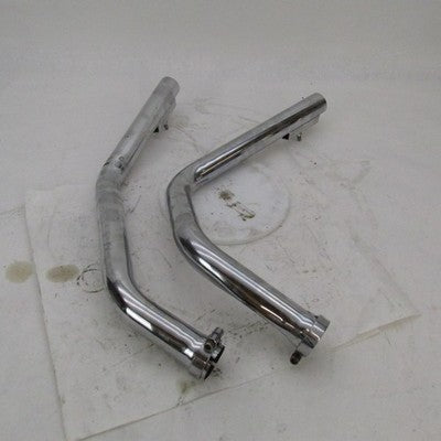 Pair of Vintage Harley Davidson Chrome Staggered Dual Exhaust Head Dra