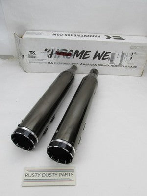 Khrome Werks NOS HP Plus 4.5" Slip-On Mufflers Smoked Chrome 1801-1453