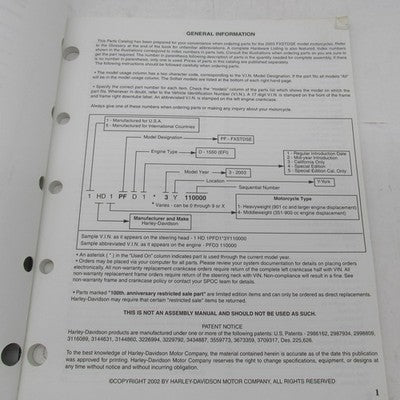 Harley Davidson Genuine FXSTDSE Model 2003 Parts Catalog 99430-03