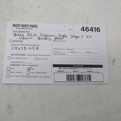 Harley OEM Screamin Eagle Stage 1 EFI Air Cleaner Backing Plate 29478-