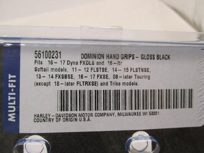 Harley Genuine OEM NOS Dominion Hand Grips, Gloss Black 56100231