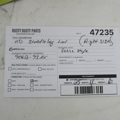 Harley OEM 93-13 Touring Police Right Saddlebag Lid Birch White 90612-