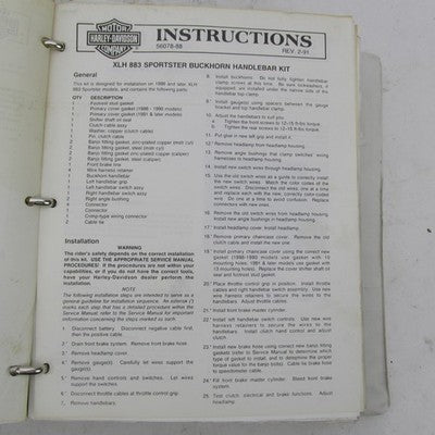 Harley Davidson Genuine Late 1980-90s Accessory Installation Instructi