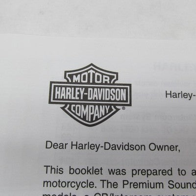 Harley Davidson 2001 Premium Sound System Owner's Manual 99464-01
