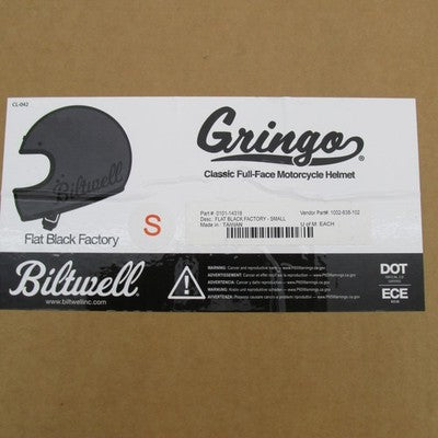 Biltwell NIB Gringo SMALL Flat Black Factory Logo 1002-638-102 | 0101-
