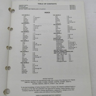 Harley Davidson OEM 1989-1997 Painted Parts Official Factory Manual 99