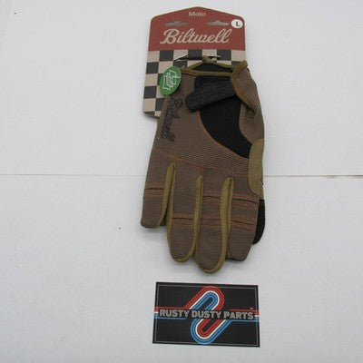 Biltwell Moto Gloves - Large - Brown/Orange 1501-0206-004 | 3301-2668