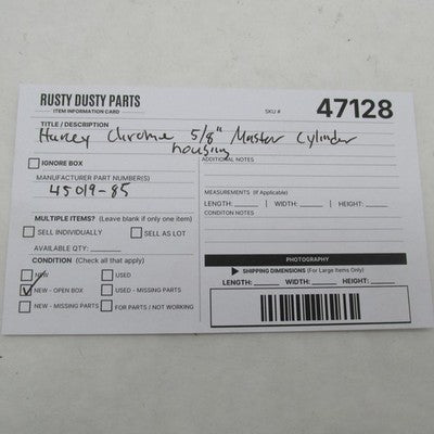 Harley OEM Chrome 5/8" Front Brake Master Cylinder Housing Body 45019-