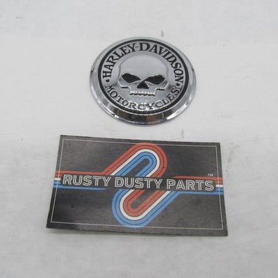 Harley OEM Chrome Skull Willie G Fuel Cap Medallion Cover Stick-on 996