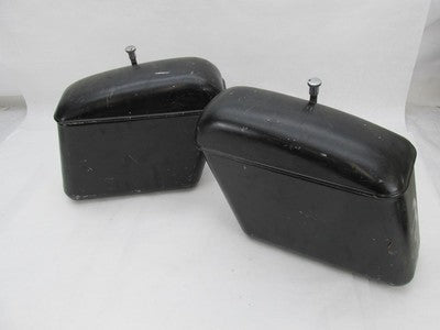 Pair of Vintage Black Metal Motorcycle Police Style Saddlebags 15"x5"x