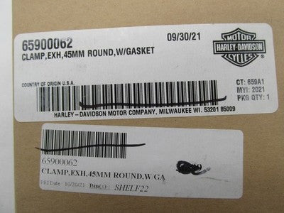 Harley Genuine NOS Pan America 45MM Round Exhaust Clamp w/ Gasket 6590
