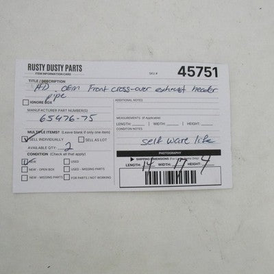 Harley OEM NOS Ironhead Sportster Chrome Front Crossover Exhaust Pipe