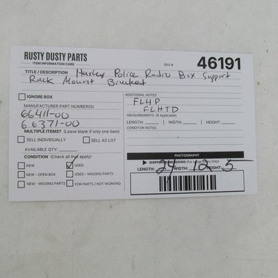 Harley Davidson FLHP FLHTP Police Radio Box Support Tour-Pak Frame Mou