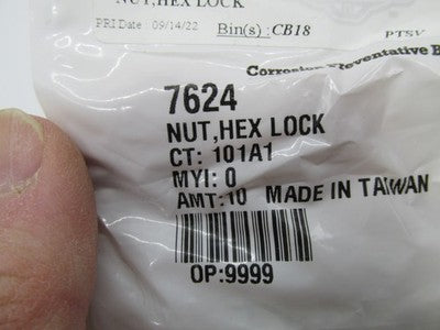 Lot of 10 Harley-Davidson OEM NOS Self-Locking Flexloc Hex Nuts 7624