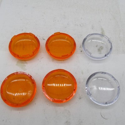 Mixed Lot of 6 Harley-Davidson Bullet Turn Signal Lenses Clear and Amb