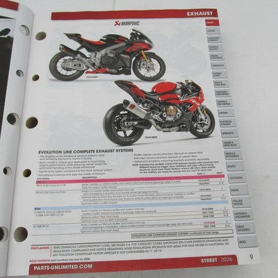 Parts Unlimited 2026 Street Parts Catalog Official Manual 9901-3629