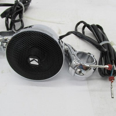 Pair of Kicker Chrome Handlebar Mounted Enclosed Speakers Weather Proo