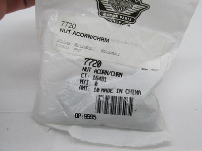 Lot of 10 Harley-Davidson Genuine OEM NOS Chrome Acorn Nuts 7720