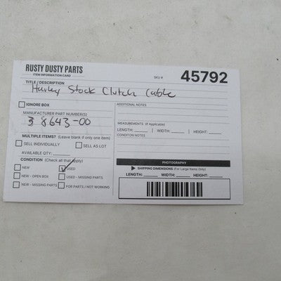 Harley Davidson Genuine Stock Clutch Cable Line Softail 38643-00